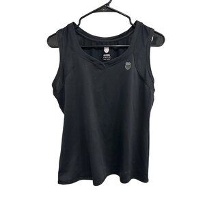 K-Swiss Black Mesh Performance Tank Top Athletic Workout Shirt Size L Breathable